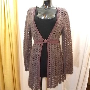 Gold Hawk Open Knit Sweater Cardigan